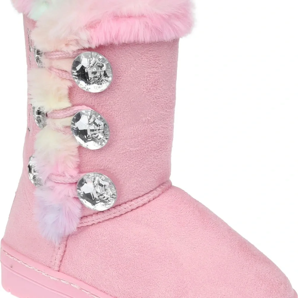 Bebe Rhinestone Button Faux Fur Lined Boot‎ Big Girl